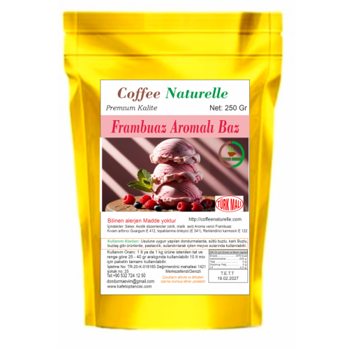 Frambuaz (Ahududu) Aromalı Dondurma ve Pastacılık Tozu 250 gr – Coffee Naturelle ürün görseli